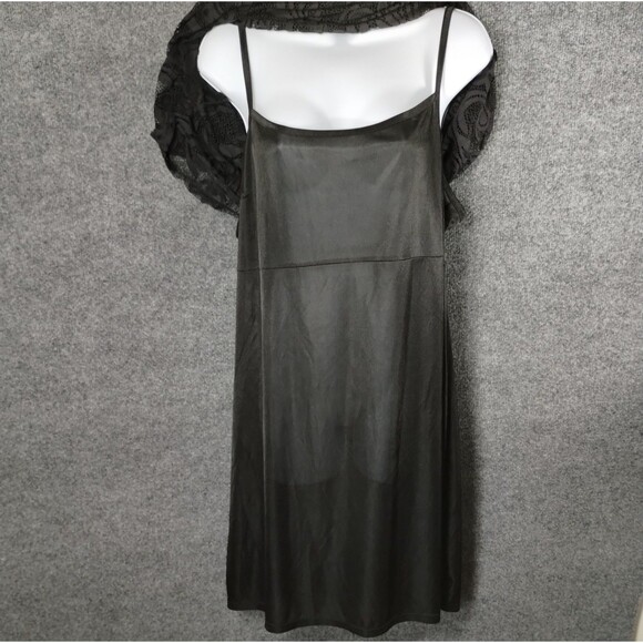 Black Lace Dress XL Knee Length Lined Witchy Goth Dark Renaissance Knee Length - Picture 7 of 13